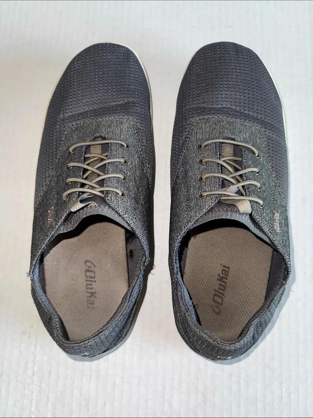 Olukai Gray Nohea Moku No Tie Boat Shoes